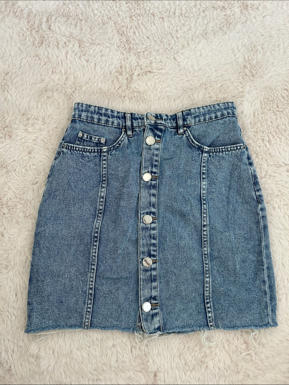 H&M Light Blue Button-Front Denim Mini Skirt